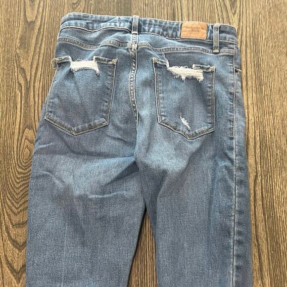 Abercrombie & Fitch Ankle Jeans High Rise Distressed Button Fly Blue Size 28/6 - Picture 11 of 11